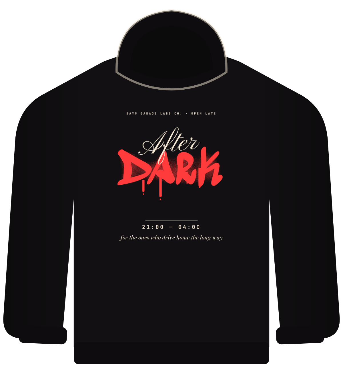 After Dark hoodie, black, graffiti DARK in red with After script