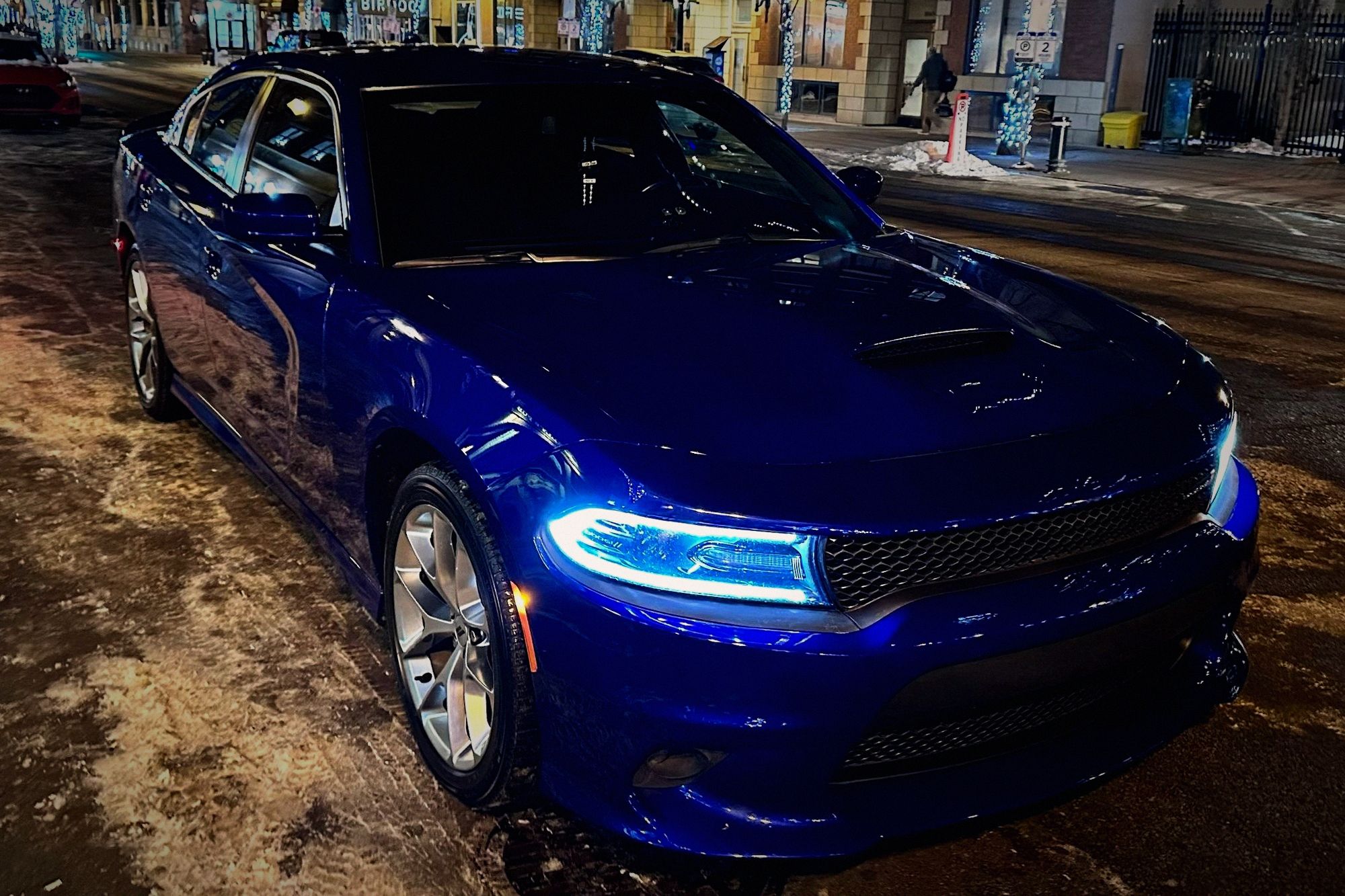 Blue car. Bluer eyes.